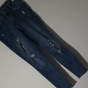 Old Navy Women's Dark Blue Distressed Skinny Jeans